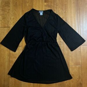 Jordan Taylor Black Mesh Wrap Beach Coverup